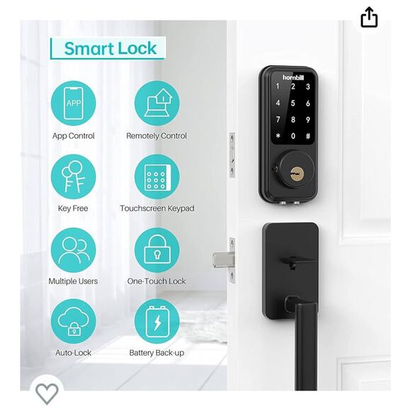 Smart Lock Keyless Entry Deadbolt Door Lock, Digital Bluetooth Lock w/Keypad&APP - Picture 8 of 13